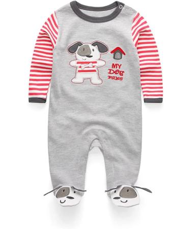 Baby Rompers Pajamas Cotton Jumpsuit | Long Sleeve Footed Bodysuits for Boys & Girls | 6-9 Months | Set of 2 - Buy Online on GoSupps.com