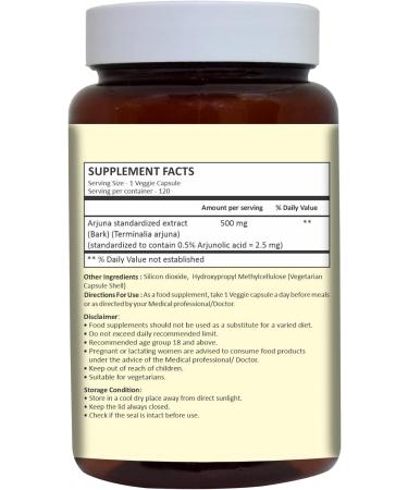 Herbal Hills Arjuna Capsules 500mg - 120 Veggie Capsules | Terminalia Supplement - Buy Online on GoSupps.com
