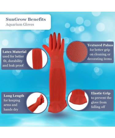 SunGrow Long Latex Aquarium Gloves - Waterproof, Comfortable, Medium Size with Elastic Band for Aquarium Use - Buy Online on GoSupps.com