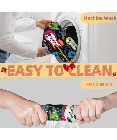 Beard Bib Apron - Music Guitar Monster Doodle Hair Catcher for Men | Perfect Gift for Dad on Father's Day Anniversaries & Christmas | Includes 2 Suction Cups - Buy Online on GoSupps.com