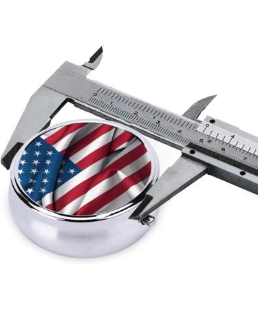 American Flag Portable Metal Pill Box - Round Mini with 3 Compartments & Hinged Design - Ideal for Travel & Small Pills - Buy Online on GoSupps.com
