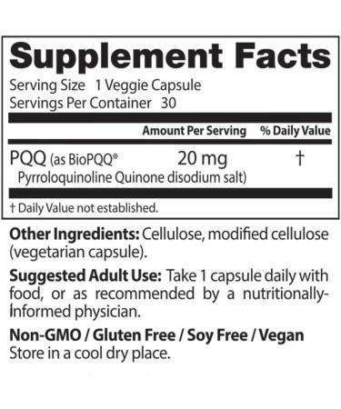 Doctor's Best PQQ with BioPQQ 20mg - 30 Veggie Capsules for Energy & Antioxidant Support - Buy Online on GoSupps.com
