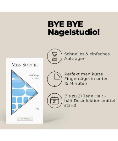 Original Miss Sophie Pedi Wraps - Into the Blue Pedicure | 27 Ultra-Thin Nail Polish Stripes for Natural Painted Acrylic Gel & Shellac Nails | International Shipping Available - Buy Online on GoSupps.com