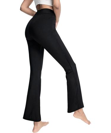 Jinhiteam Girls Black Pink Flare Leggings | High Waisted Workout Dance Yoga Pants 13-14 Years - Buy Online on GoSupps.com