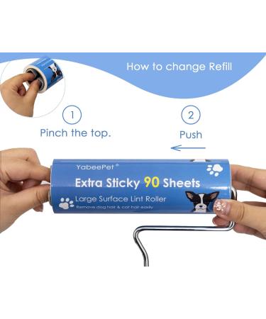 Extremely Sticky Lint Roller for Animal Hair Removal - 90 Sheets 16 cm Wide 1 Roll + 2 Refill Packs - Ideal for Pet Owners - Buy Online on GoSupps.com