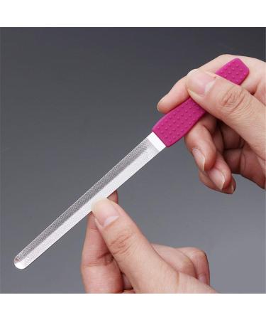 2Pcs Double-Sided Concave Convex Nail File - Manicure Nail Art Tools with Silicone Non-Slip Handle - Buy Online on GoSupps.com