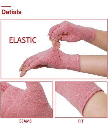 Donfri 2 Pairs Compression Arthritis Gloves - Fingerless Carpal Tunnel Pain Relief for Men & Women - Hand Support & Wrist Brace for Rheumatoid Arthritis Tendonitis Swelling - Medium Pink - Buy Online on GoSupps.com