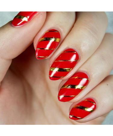 3D Gold & Silver Stripe Nail Art Stickers | Self-Adhesive Decals for DIY Manicure | Geometric Designs for Women - Buy Online on GoSupps.com