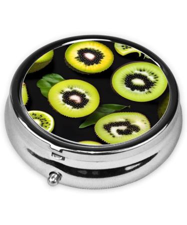 Green Kiwiround Pill Box - Portable 3-Compartment Organizer for Travel & Purse - Ideal Pocket Pill Storage - Buy Online on GoSupps.com
