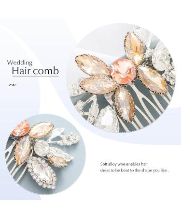 Catery Crystal Bride Hair Comb - Silver Bridal Side Comb with Champagne Rhinestones - Buy Online on GoSupps.com