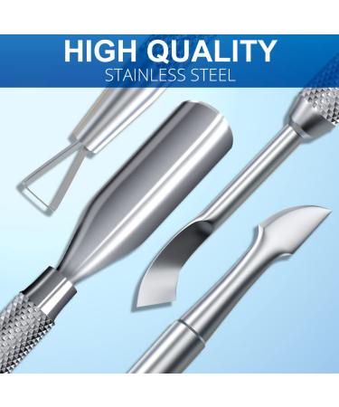 2PCS Metal Silver Cuticle Pusher and Cutter - Professional Stainless Steel Manicure Pedicure Tool for Fingernail and Toenail - Buy Online on GoSupps.com