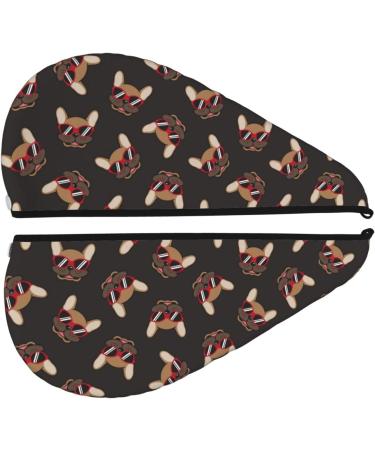 Hair Towel Wrap for Quick Drying - Bulldog with Sunglasses Design | Ultimate Hair Drying Towel Turban - Buy Online on GoSupps.com