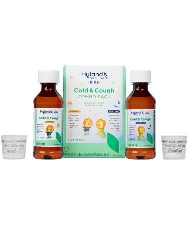 Hyland's Naturals Kids Organic Elderberry Plus Gummies + 4Kids Cold & Cough Daytime (4 fl. oz.) & Nighttime (4 fl. oz.) Value Pack Cough Syrup - 48 Vegan Kids Gummies + 8oz. Cold & Cough Syrup - Buy Online on GoSupps.com