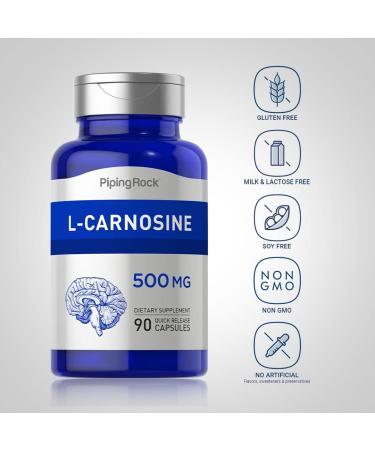 Piping Rock L-Carnosine 500mg Capsules - Amino Acid Supplement | Non-GMO & Gluten Free - 90 Count - Buy Online on GoSupps.com