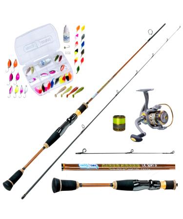 Miroefishing Ultralight UL Angelset immediately ready for use!UL-carbon rod 1.80m + fishing roll Expert1000 finished with cord + bait set with spoon i rubber fish i softlures i aromastoff