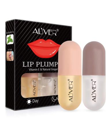 Lip Plumper Set  Natural Lip Plumper and Lip Care Serum  Lip Enhancer for Fuller  Lip Mask  Beautiful Fuller  Hydrating & Reduce Fine Lines (2 Pcs)