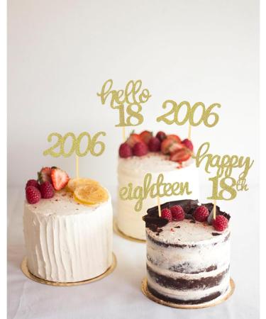 24 Glittery 18th Birthday Cupcake Toppers | 2006 Theme Cake Decoration for Boys | Party Accessories - Buy Online on GoSupps.com