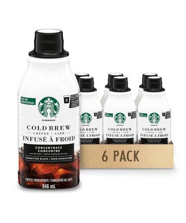 Starbucks Cold Brew Coffee Concentrate Signature Black 6 X 946 ML Bottles 6 Count Chocolate 6 count (Pack of 1)