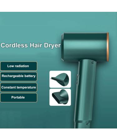 Cordless Hair Dryer with Nozzles Attachment 300 Watt 3 Speed / 3 Heat Settings Lithium Battery Rechargeable Hair Dryer for Travel Outdoor Camping - Buy Online on GoSupps.com