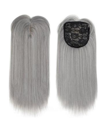 14" Straight Synthetic Hairpiece for Thinning Hair Grey