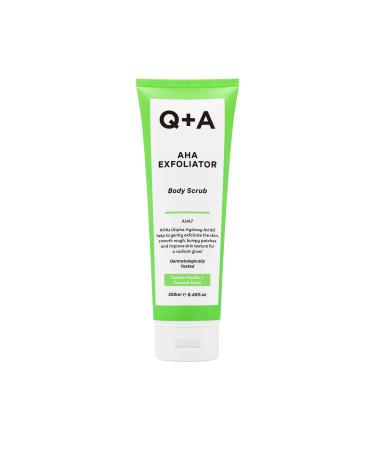 Q+A AHA Exfoliator Body Scrub for Rejuvenating Body Care a blend of AHA s Lactic Acid and Glycolic Acid combined with exfoliants improves skin texture and promotes soft and supple skin 250ml - Buy Online on GoSupps.com