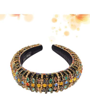 Minkissy Crystal Rhinestone Headband Glitter Headband Rhinestone Beaded Headband Padded Wide Hairband Wedding Christmas New Year Headwear for Women - Buy Online on GoSupps.com