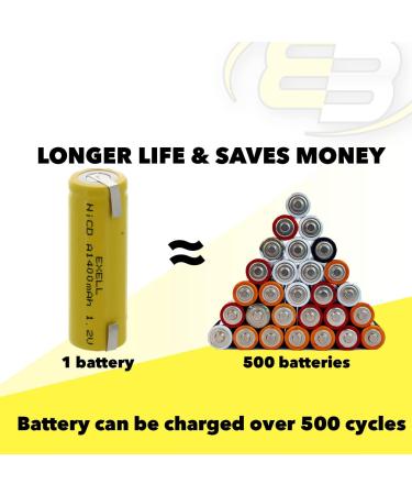 Buy 10x Exell A Size 1.2V 1400mAh NiCD Rechargeable Batteries - Ideal for Meters Radios & Hybrid Vehicles | Fast International Shipping - Buy Online on GoSupps.com