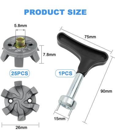 Muetern 25-Piece Golf Shoe Spikes - Gray Universal Anti-Slip Spikes with Key for All Golf Shoes - Buy Online on GoSupps.com