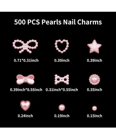 Vorey 500Pcs 3D Pink Multi Shapes Pearls Nail Charms - Nail Art DIY Crafts and Jewelry Accessories - Buy Online on GoSupps.com