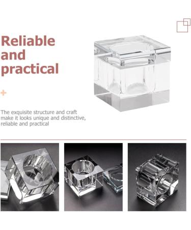 POPETPOP nail art crystal cup liquid monomer nail powder container nail powder liquid holder monomero nail art glass cup acrylic monomer liquid crystal glass with cover transparent plate 5.5x5.5cm Transparent - Buy Online on GoSupps.com