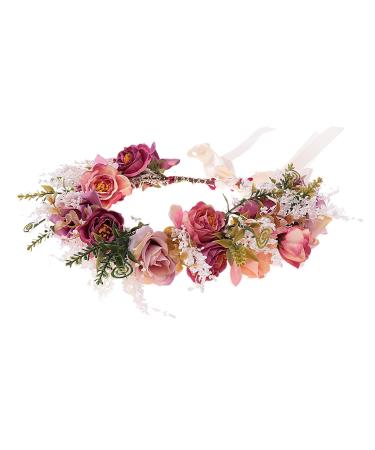 Rose Flower Crown Bridal Headband - Boho Floral Hair Wreath for Wedding, Festival Photos - Buy Online on GoSupps.com
