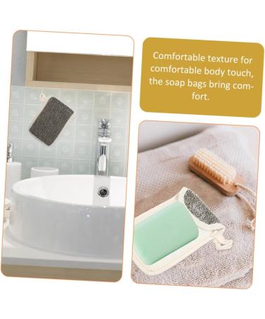 Baluue 8 Pcs Black Linen Soap Bag Exfoliating Mesh Sponge Soap Pocket Bar Soap Pouch Loofah Soap Bag Flax - Buy Online on GoSupps.com