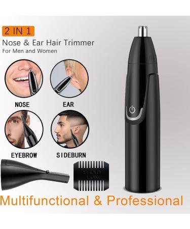 GOMINYUF Nose and Ear Hair Trimmer - Professional Wet/Dry Eyebrow & Facial Hair Clipper for Men & Women Hypoallergenic Dual Edge Blade 9000 RPM Quick Shave - Easy to Clean Black - Buy Online on GoSupps.com