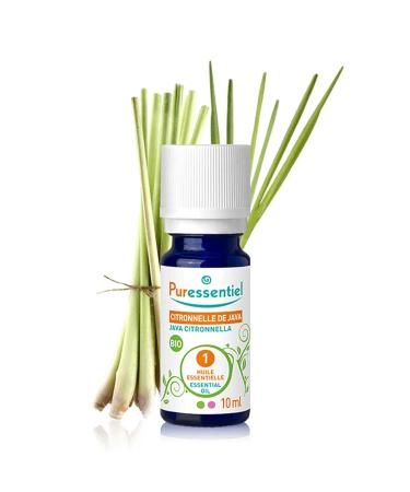Puressentiel Organic Java Citronella Essential Oil - Fresh Lemony Fragrance for Diffusers - Soothe Sore Throat & Relieve Mosquito Bite Itching - 0.34 Oz - Buy Online on GoSupps.com