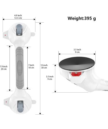Suction Cup Grab Bar with Indicators 15 Inch - 1.25" Diameter  iMomwee Adhesive Gray Bathroom Grab Bar Safety Balance Handrail  Handicap Elderly Senior Injury Disable Portable Assist Shower Handle 1 gray&white - Buy Online on GoSupps.com