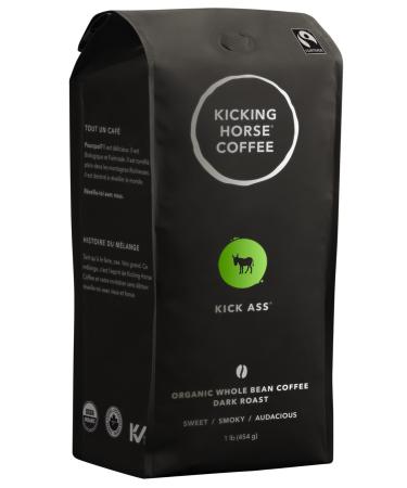 Kicking Horse Coffee KICK Ass Dark Roast Whole Bean 1 lb (Pack Of 6) - Certified Organic Fairtrade Kosher