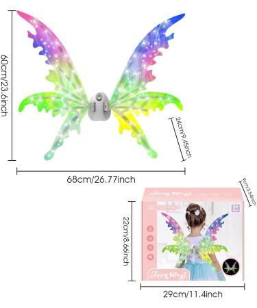Light Up Fairy Wings | Adjustable Butterfly Colorful Wings with Music | Theme Eye-Catching Dressing for Parade Theatrical Performance Dress Up Masquerade English Color Box Rechargeable Version  - Buy Online on GoSupps.com