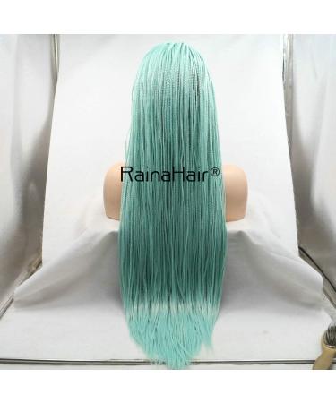 Mint Green Box Braided Wigs for Women | Afro-American Synthetic Lace Front | Perfect for Parties Festivals & Drag Queens - Buy Online on GoSupps.com