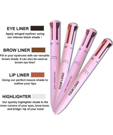 4-in-1 Makeup Pen: Lip Liner, Eyeliner, Highlighter, Brow Liner - Multi-Function Travel Touch Up Pen - Waterproof & Smooth Texture - Red Brown Black White - Buy Online on GoSupps.com