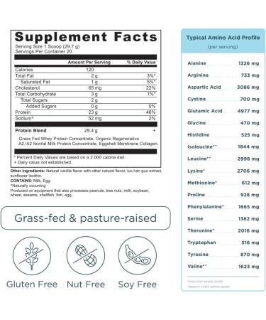 Ancient Nutrition Grass-Fed Whey Protein Powder Milk Chocolate 20 Servings + Grass-Fed Whey Protein Powder Vanilla Bean 20 Servings - Buy Online on GoSupps.com