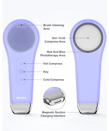 EZBASICS Rechargeable Facial Cleansing Brush - Waterproof Electric Silicone Scrubber for Men & Women - Exfoliating and Cleansing Brush - Violet - Buy Online on GoSupps.com