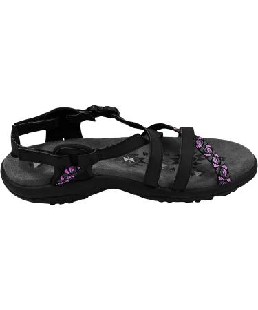 Skechers Women's Reggae Slim-Vacay Sandals 8 - Black/Fuschia | Stylish & Comfortable - Buy Online on GoSupps.com