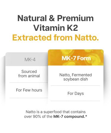 Just Glow Vitamin High-Potency K2 + D3 Supplement - 120mcg (MK-7) / 1000 IU - 180 Capsules - Helps Support Bones Teeth and Immune Function - Made In Canada - Buy Online on GoSupps.com