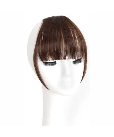 Bangs Clip in Bangs-Fake Bangs Hair Clip Dark Brown Clip on Bangs Real Human Hair Air Curtain Bangs for Women Clips Bangs Hair Extensions Fringe Curved Bangs for Women Curved Bangs for Daily Wear ( T1B/27