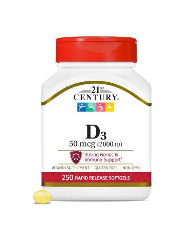 21st Century Vitamin D3 50 mcg (2000 IU) 250 Liquid Softgels - Buy Online on GoSupps.com