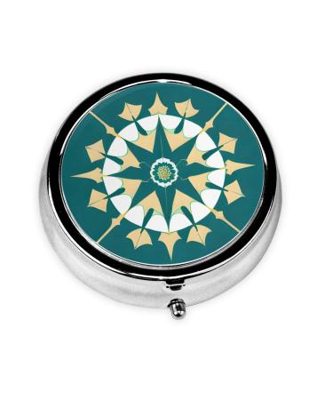 Exotic Style Floralround Pill Box 3 Compartment Round Pill Box Organizer * Portable Travel Pill Box for Traveling.