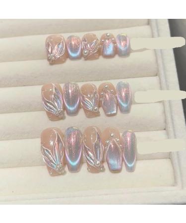 Manual phototherapy for wearing nails reusable nail patches detachable fake nails(Color:Medium Size:M)