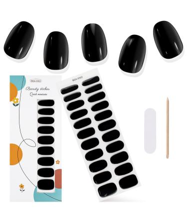 Kalolary 22PCS Full Wraps Nail Polish Stickers Self-Adhesive Nail Strips with 1PCS Nail File Gel Nail Art Wrap Stickers Decals for Women Girls (Black)