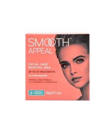 Smooth Appeal Facial Hair Remover Wax - Original Stove-top Heating Wax Formula for Professional Hair Remover Simply Peel Off Enriched with Lavender Oil & Argan Oil for Face Care 40g Original Wax formula