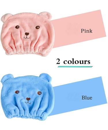 Microfiber Hair Turban Wrap Set - Quick Dry Hair Towels for Women - Super Absorbent Bath Head Wraps in Pink & Blue - Buy Online on GoSupps.com
